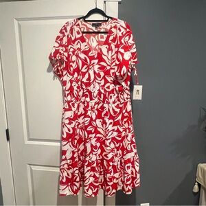 Fred David Red and White Midi Dress